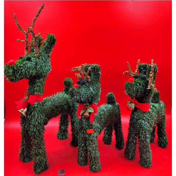 3 Faux Evergreen Reindeer