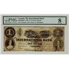 Image 1 : The International Bank of Canada  1858 $1 CH-380-10-02-04, PMG VG8.  Scarce Issue.