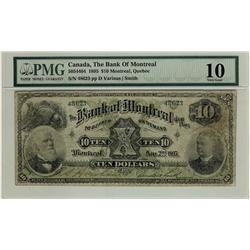 The Bank of Montreal, 1895 $10 #48623, CH-505-44-04, PMG VG10.  Scarce.