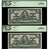 Image 1 : 1937 $1 BC-21d #H/N1243601-02 PCGS UNC62PPQ,  Lot of 2 notes,