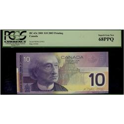 2001 $10 BC-63c #BER6129952, PCGS UNC68 PPQ.