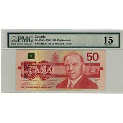 RADAR/REPLACEMENT 1988 $50 BC-59aA /EHX3411143 PMG F15. Light Tear and ink mark. Rare and seldom see