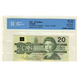 RADAR/REPLACEMENT 1991 $20 BC-58bA-i #AIX2383832 CCCS VF20