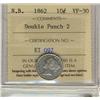 Image 1 : 1862 NB 10¢ Doubled Punched 2 ICCS VF30