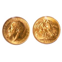 1914C Sov PCGS MS65.  Fully lustrous.  A superb GEM example.  Rare this nice.