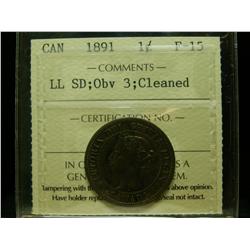 1891 1¢ SDLL Obv 3 ICCS F15 Cleaned