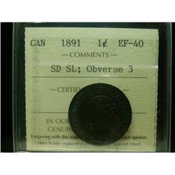 1891 1¢ SDSL Obv 3 ICCS EF40