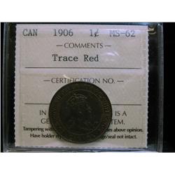 1906 1¢ ICCS MS62 Trace Red