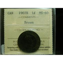 1907H 1¢ ICCS MS60 BR