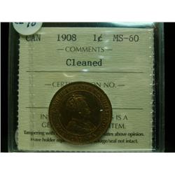 1908 1¢ ICCS MS60 Cleaned