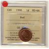1998 1¢ ICCS MS66 Full Red, A superb GEM example.