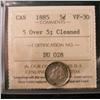 Image 1 : 1885 5¢ 5 over 5 ICCS VF30.  Designated, Cleaned.