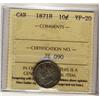 Image 1 : 1871H 10¢ ICCS VF20