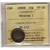 Image 1 : 1880H 10¢ Obv 1 ICCS VF30