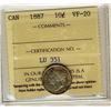 Image 1 : 1887 10¢ ICCS VF20