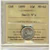 Image 1 : 1899 10¢ Small 9 ICCS  MS62