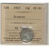 Image 1 : 1910 10¢ ICCS VF30 Scratch