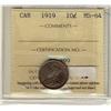 Image 1 : 1919 10¢ ICCS MS64