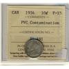 Image 1 : 1934 10¢ ICCS F15 PVC Contamination
