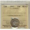 Image 1 : 1943 10¢ ICCS MS63