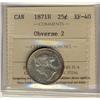 1871H 25¢ Obv 2 ICCS EF40