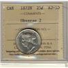 1872H 25¢ Obv 2 ICCS AU50