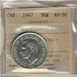 1947 50¢ ML ICCS AU50 Cleaned