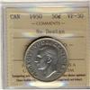 Image 1 : 1950 50¢ No Design ICCS VF30