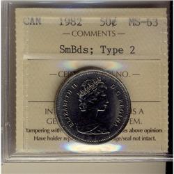 1982 50¢ SmBds Type 2 ICCS MS63