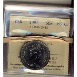 1982 50¢ SmBds; Type 2 ICCS MS63 Lot of 4 coins