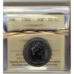 1982 50¢ SmBds; Type 2 ICCS MS63 Lot of 5 coins