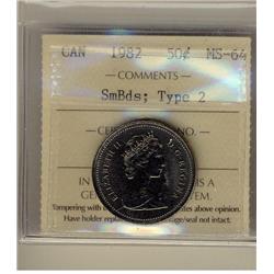 1982 50¢ SmBds; Type 2 ICCS MS64