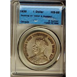 1935 $1 CCCS MS65 Doubling on Indian& Voyageur