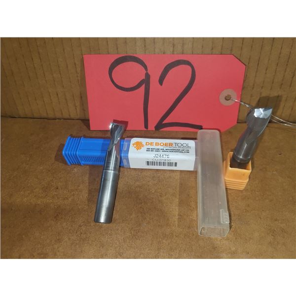 Set(2) of DEBOER Tool Carbide End Mill 12mm 2fl. Regrinded Tip