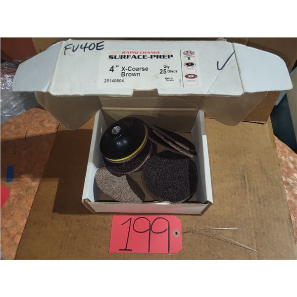 Box(25) of  Velcro Scotch-Brit Disc 4" Gr. X-Coarse with Pad 5/8"-11