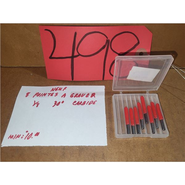 Lot(10) de Pointe Carbure à graver 1/8"-15°