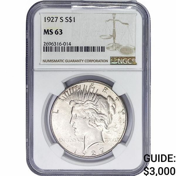 1927-S Silver Peace Dollar NGC MS63