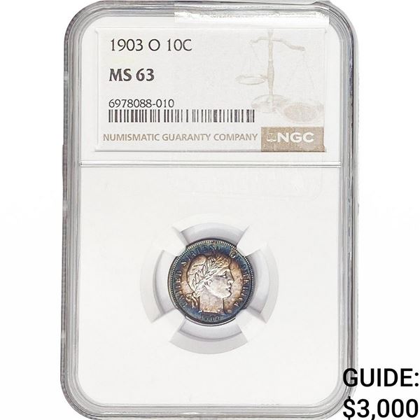 1903-O Barber Dime NGC MS63