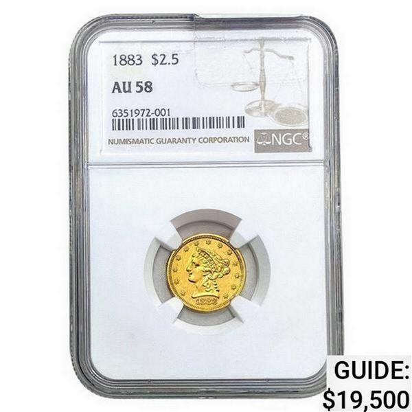 1883 $2.50 Gold Quarter Eagle NGC AU58