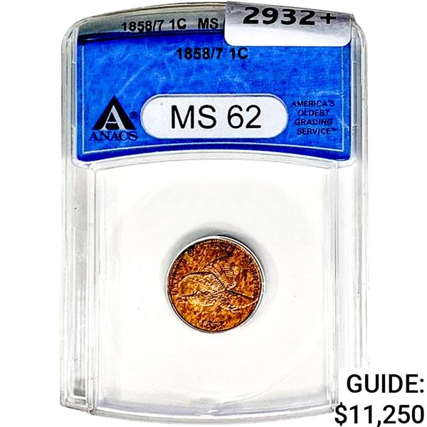 1858/ 7 Flying Eagle Cent ANACS MS62