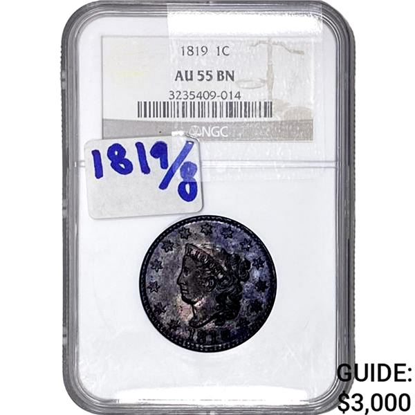 1819/18 Coronet Head Cent NGC AU55 BN