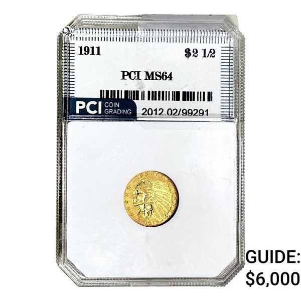 1911 $2.50 Gold Quarter Eagle PCI MS64