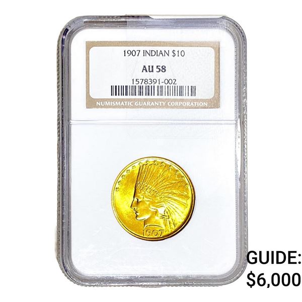 1907 $10 Gold Eagle NGC AU58