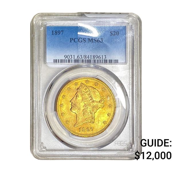 1897 $20 Gold Double Eagle PCGS MS63