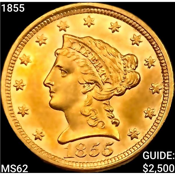 1855 $2.50 Gold Quarter Eagle UNCIRCULATED