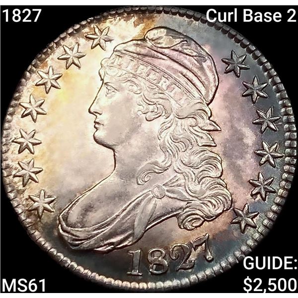 1827 Curl Base 2 Capped Bust Half Dollar UNCIRCULATED