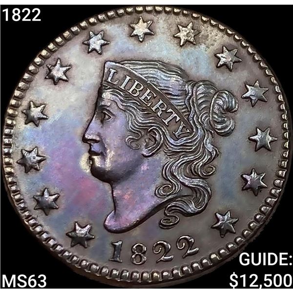 1822 Coronet Head Large Cent CHOICE BU