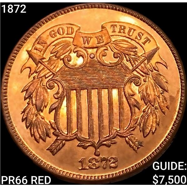 1872 Two Cent Piece SUPERB GEM PROOF RED