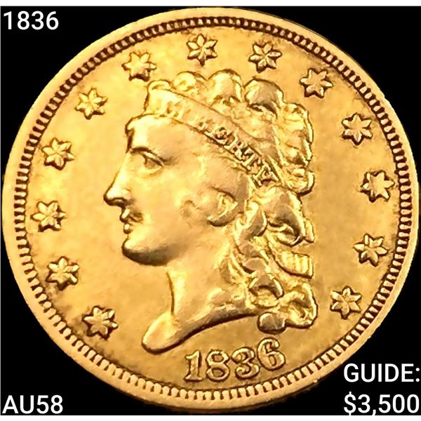 1836 $2.50 Gold Quarter Eagle CHOICE AU