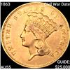 Image 1 : 1863 Civil War Date $3 Gold Piece HIGH GRADE